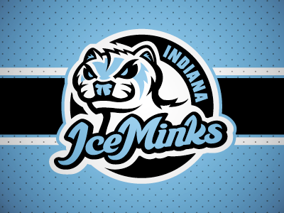 Indiana Ice Minks club crest hockey ice indiana minks weasel