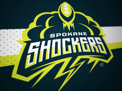 Spokane Shockers bright electric fantasy football lightning neon shock