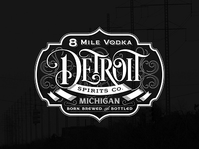 8 Mile Vodka alcohol cocktail detroit distillery label liquor ornate spirits vodka