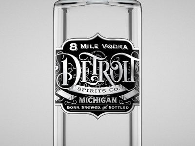 8 Mile Vodka - Bottle alcohol bottle cocktail detroit distillery label liquor ornate spirits vodka