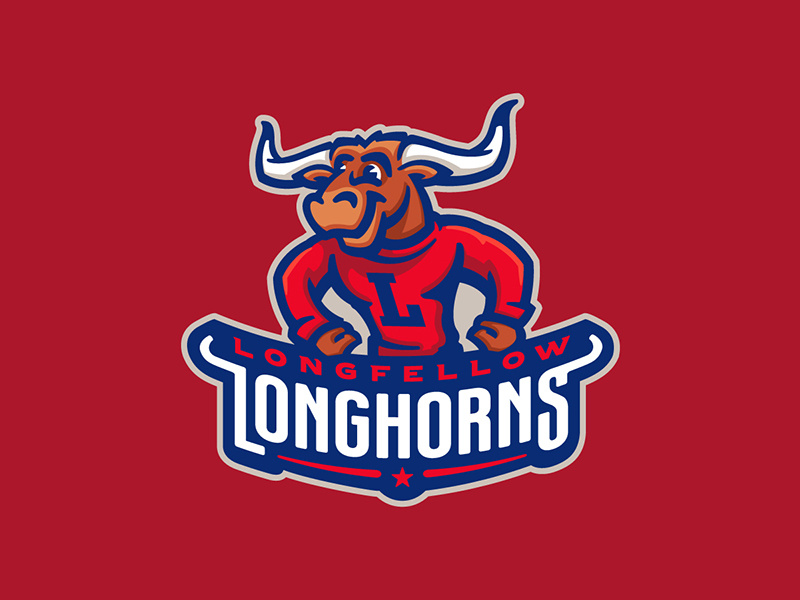 Longfellow Elementary School character steer cows cow longhorns mascot school elementary
