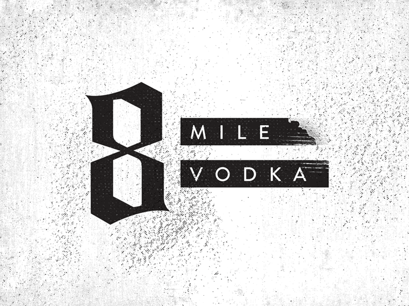 8 Mile Vodka 8 mile alchohol branding detroit grit grunge label logo vodka