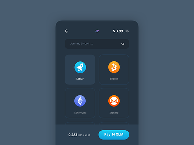 Lightning Pay app bitcoin crypto design mockup ui ux
