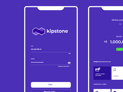 App Banco Digital | Kipstone digital banking product design ui design ux design