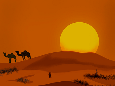 Sunset In Desert apple pencil desert ios ipad procreate sketch