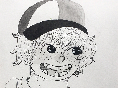 A silly hat freckles illustration ink kids book monochrome monochrome month mossery sketchbook sketchbook traditional art watercolour