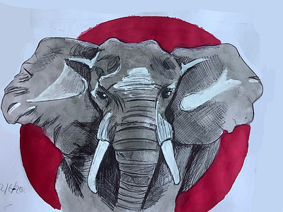 Elephant animal elephant ink winsorandnewton ink