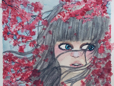 Sakura character design design floral flower flowers illustration painting watercolor