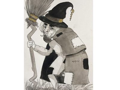 Frail character design design illustration ink inktober painting traditional art witch