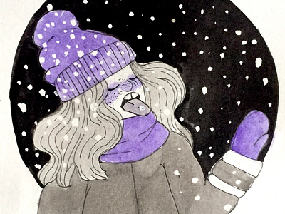 Snow character design design illustration ink inktober painting traditional art