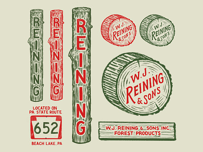 W.J. Reining & Sons Inc. branding hand lettering illustration logo logotype lumber pennsylvania