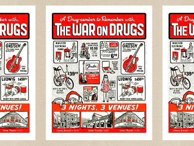 The War On Drugs "A Drug-cember To Remember" gigposter hand lettering illustration poster poster design printmaking rockposter screenprint