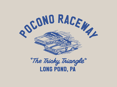 POCONO RACEWAY cars illustration nascar pocono racecar racing tshirt design