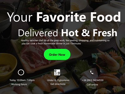 Food landing page ui web