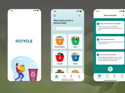 Recycle App mobile app design product design uiux waste management