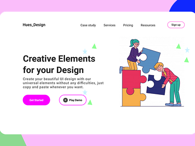 Hues_design resources design thinking landing page product design ui ux vector