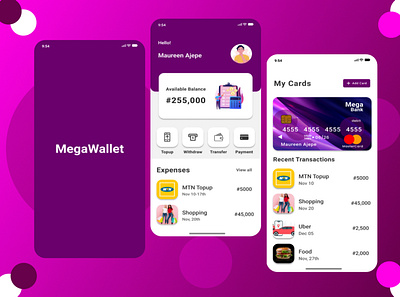 Mega Wallet App app design brand design product design redesign ui ux
