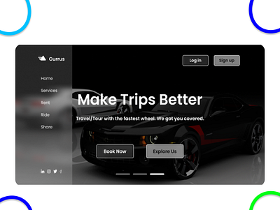 Currus Car Rentals car landing page design rental car ridesharing webdesign
