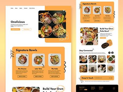 Poke Landing Page adobe cc adobe xd design doodle fun landing page orange playful poke poke bowl ui ui design website xd yellow