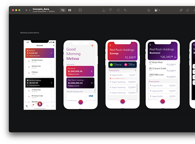 Banking app explorations app design mobile sketch ui vector