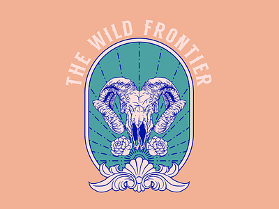 Wild Frontier badgedesign design filigree illustration logo logodesign monoline skull art vector vectorart vintage badge