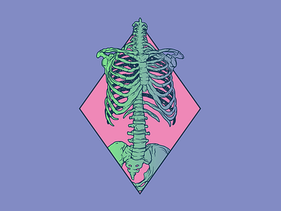 Bare bones anatomy badgedesign color palette design illustration logodesign skeleton surreal art surrealism vector vectorart