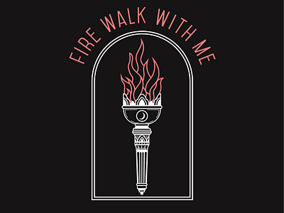 Fire Walk with me badgedesign design illustration masonic minimal monoline twin peaks typography vector vectorart vintage badge