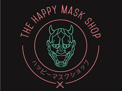 Happy mask shop badgedesign branding demon design illustration japanese kabuki logo logodesign minimal monoline typography vector vectorart vintage badge zelda zelda icons
