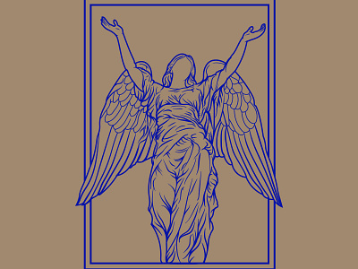 Saulutation angel design illustration monoline statue vector vectorart vintage badge