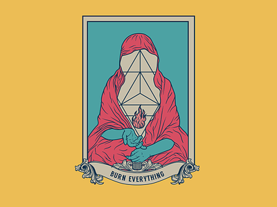Mantra fire illustration logo mantra meditation sacred geometry vintage badge
