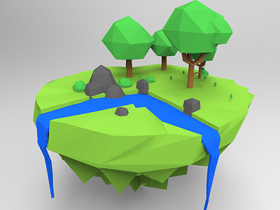 Trees & River 3d art 3ds max design illustrator isometric art lo poly low poly nature river stone trees unity3d