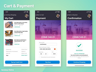 Cart & Payment adobexd checkout credit card daily ui 002 madewithxd prototype ui design ux design