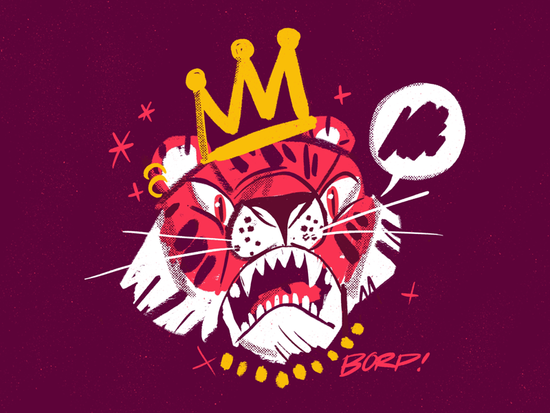 King Tigerrrr sketchy color palette king tiger procreate illustration