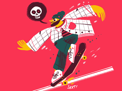Grindin’ cool grind illustration procreate skateboard skull vibrant colors