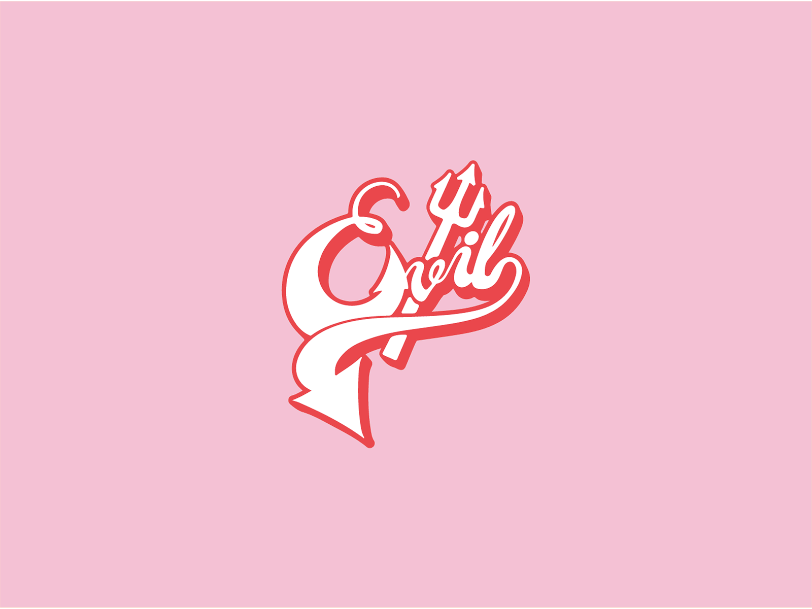 Evil Logo Concept.🤘😈🤘 character devils digital art flat illustration funny handlettering handmade hell luxury brand mascot design pimp pink logo prada rock and roll sensual streetwear team logo trident