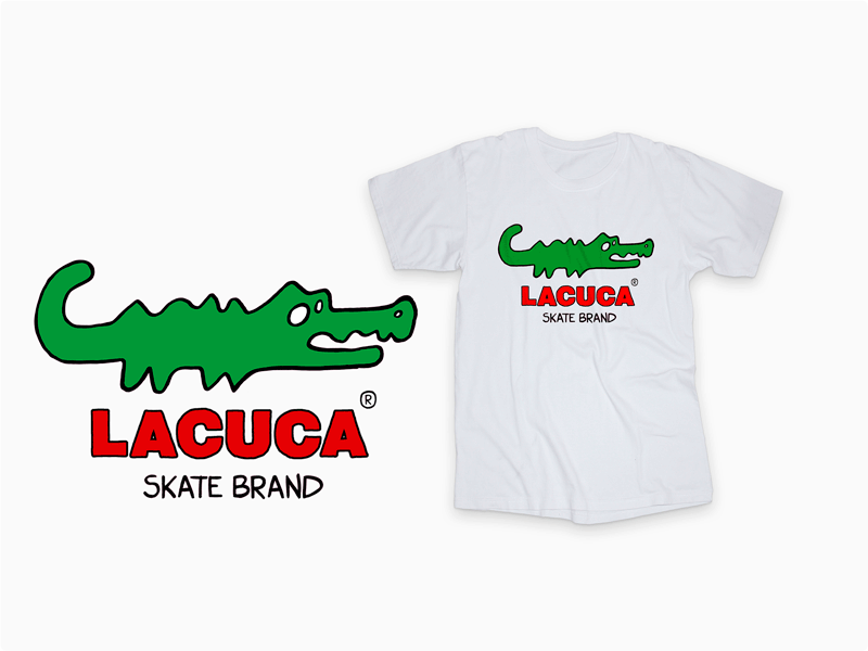 Skateboard design logo for Lacuca Skate Brand🐊 branding crocodile digital art funny green handmade illustration merchdesign skateboard streetwear t shirt