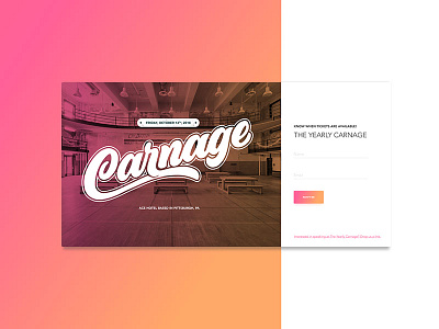 Yearly Carnage Sign Up Landing event gradient landing sign up ui