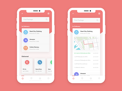 Dlvry - Package Tracking app dropshadows gradient icons mobile mobile app ui ux