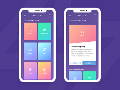 Zappd app colors gradients icons iphone x mobile product design ui ux