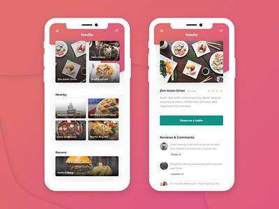 Foodie app colors food gradients icons iphone x mobile product design ui ux