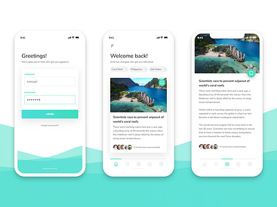 Reef News artilcles color minimal product design reef ui ux waves