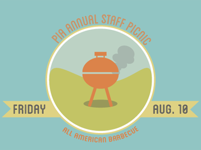 Staff Picnic badge bbq design invitation ribbon