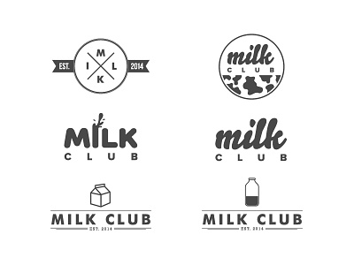 Milk Club Logos branding clean club design fun identity illustration logo milk minimal type vector