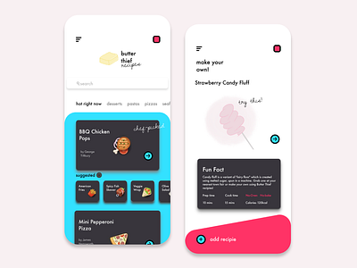 Butter Thief Recipes adobexd app app design app designer design food app illustration invision invisionstudio logo prototype typography ui ux uxuidesign vector