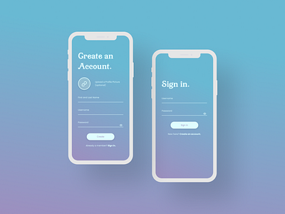 Create an Account/Sign in 100 days of ui create an account daily ui dailyui dailyuichallenge login mobile ui sign in sign up ui ui design