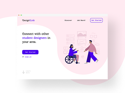 DesignLink - Landing Page 100 days of ui 100daysofui daily ui dailyui dailyuichallenge home page illustration landing page social media ui ui design website