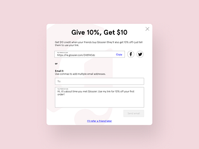 Glossier Friend Referral Pop-up