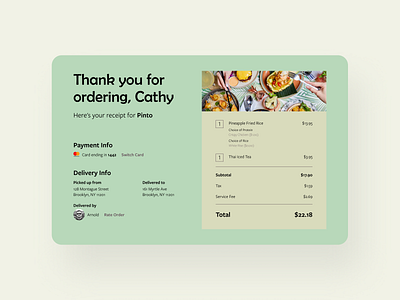 Food Delivery Service Receipt 100 days of ui 100daysofui daily ui daily ui challenge dailyui dailyuichallenge email receipt food delivery receipt ui design web design