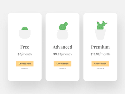 Pricing Plan 100 days of ui 100daysofui cactus daily ui daily ui challenge dailyui dailyuichallenge illustration pricing pricing plan subscription ui design website