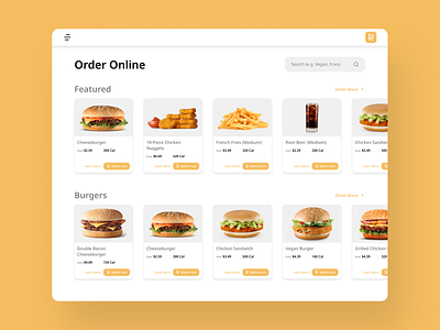 Fast Food Online Delivery 100 days of ui 100daysofui daily ui daily ui challenge dailyui dailyuichallenge food menu online delivery restaurant ui design web design website